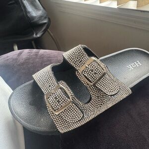 Stylish Black Mules with Silver Accents